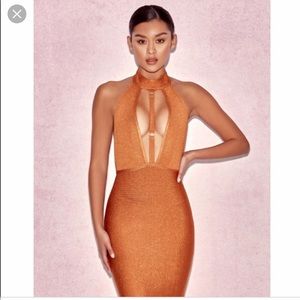 House Of CB burnt orange party dress